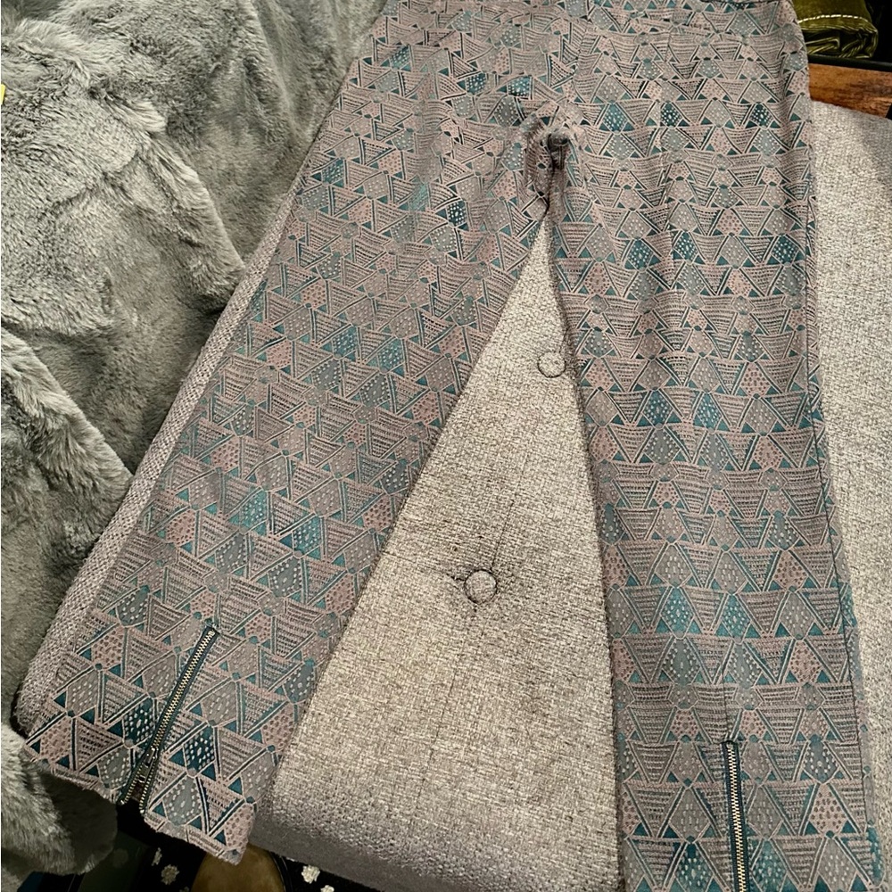 Cartonnier Teal and Brown Ankle Pants